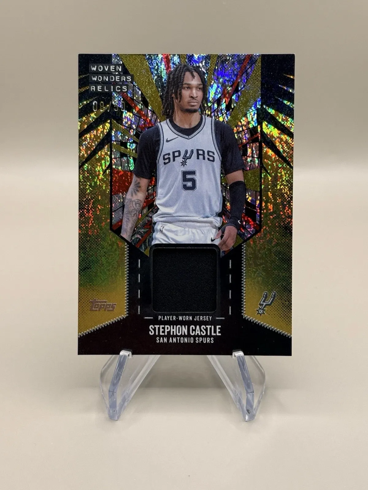 Single-color jersey swatch memorabilia card with an embedded fabric window